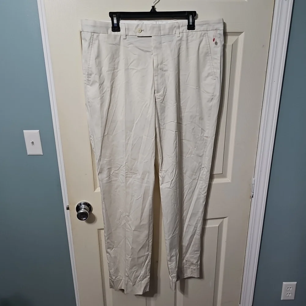Nautica Men's Modern-Fit Active Stretch Cotton Suit Pants Beige Solid 38 NWT BB3